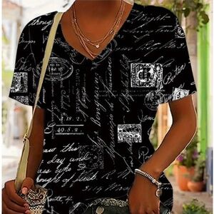 NWOT Black Script Short Sleeve Shirt- 2X